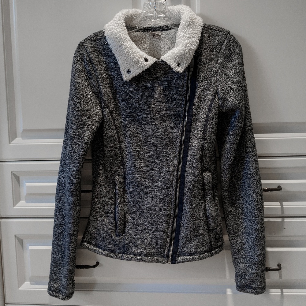 Fleece Lined Zip Jacket Bench Cozy Soft Collar